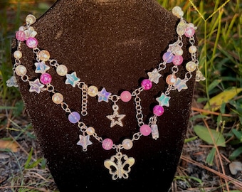 pastel purple cluttered charm necklace