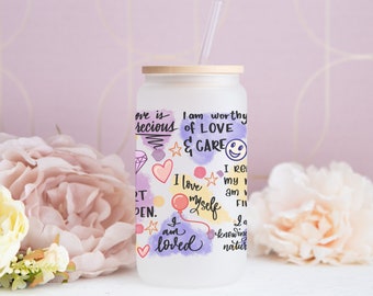 self love affirmations Frosted Tumblers Gift Friend Motivational Inspirational coffee cup