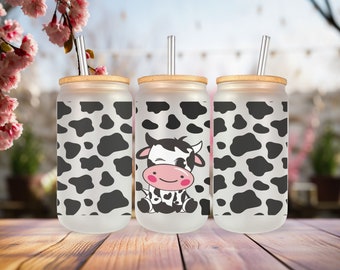 Baby Cow Frosted Tumblers  libbey glass Gift for mom Friend Motivational coffee cup