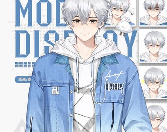 Modelo VTuber Live2D White Cloud Boy 2.0 – Cuerpo completo, opciones de vestuario (uso comercial)