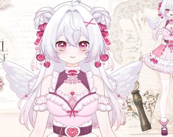 Modelo Vtuber Strawberry Angel – Cuerpo completo, lista para usar