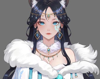 Base de modelo VTuber de fantasía – PSD en capas, orejas de gato (descarga digital)