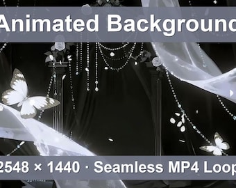Gothic Butterfly Arch – Animated VTuber Background Set | 1440p QHD Loop Videos | Gothic / Elegant / Ethereal