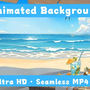 Summer Beach - 4K Animated VTuber Background + UI Frames | OBS & VTube Studio Assets