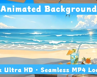 Summer Beach - 4K Animated VTuber Background + UI Frames | OBS & VTube Studio Assets