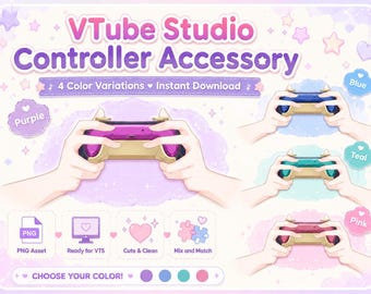 VTube Studio Controller Accessory PNG, Vtuber Gaming Hand Asset, VTS Prop, 4 Color Variations, Separated PNG Parts for Recoloring