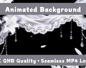 Eternal Dream Lily – Animated VTuber Background Set | 2550×1440 Loop Video | Pure / Dreamy / Elegant Scene