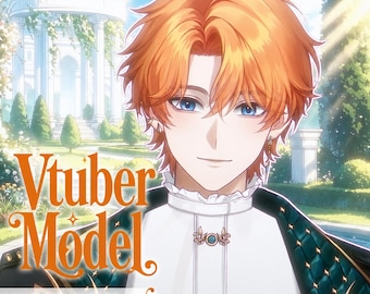 Prince –  Premade Male VTuber Model | Elegant Royal Vtuber Avatar | Ready to Use | Full Body | Outfit Toggles