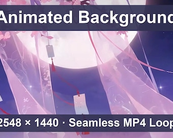 Ethereal Sakura Moon Dream – Animated VTuber Background Set | 1440p QHD Loop Videos | Anime / Celestial / Serene