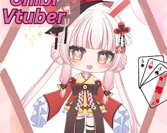 Chibi Magic Bunny VTuber Model | Rigged 2D Live2D Avatar