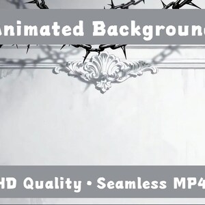 May include: Animated background with a white ornate frame and two red butterflies with dripping accents. The image includes text that reads "Animated Background" and "2K QHD Quality • Seamless MP4 Loop."