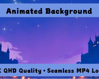 Halloween Animated VTuber Background – Spooky Castle Night Scene (2K Loop Video)