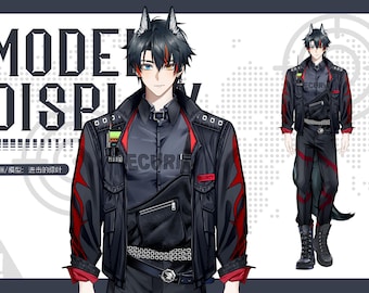Wolfish Puppy Live2D Vtuber Model – Security Outfit, Heterochromatic Eyes (VTube Studio)