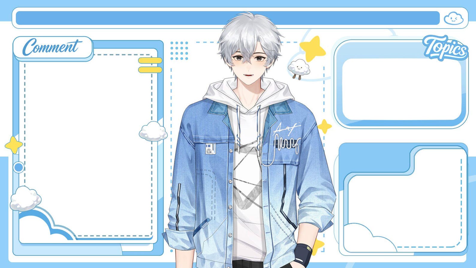 White Cloud Boy 2.0 Live2d Vtuber Model – Full Body, Outfit Toggles ...