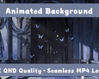 Butterfly’s Kiss Song – Animated VTuber Background Set | 2548×1440 Loop Video | Dreamy / Fantasy / Night Scene