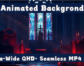 Fondo animado para VTuber de iglesia gótica – Sagrado Corazón, luz de velas (bucle MP4 2K)