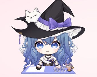 Modelo de Vtuber Bruja Mágica / Mascota de Escritorio Chibi