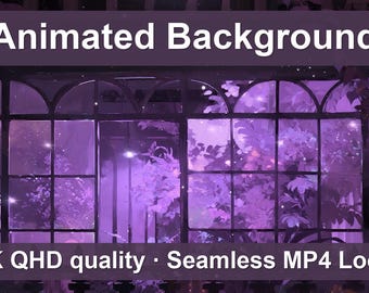 Enchanted Ivy Conservatory – Animated VTuber Background Set | 1440p QHD Loop Videos | Mystical / Cozy / Botanical