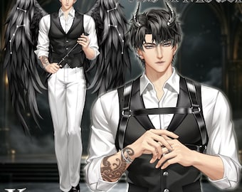 Kurogane – Premade Male VTuber Model | Dark Demon Butler VTuber Avatar | Ready to Use | Full Body | Outfit Toggles