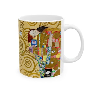 Gustav Klimt Fulfilment - Artistic Ceramic Mug - Unique Spiral Design for Coffee Lovers