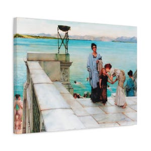 Lawrence Alma-Tadema - A Kiss (1895) - Romantic Victorian Masterpiece, Matte Canvas, Stretched, 1.25