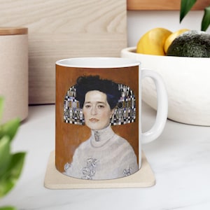 Gustav Klimt Portrait of Fritza Riedler  - Artistic Ceramic Mug - Modern Abstract Design for Coffee Lovers