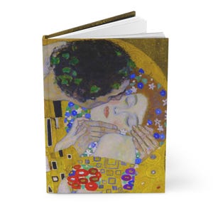 Gustav Klimt The Kiss - Artistic Hardcover Journal - Ruled - Romantic Kiss Design
