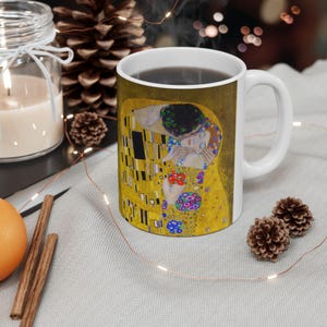 Gustav Klimt The Kiss Inspired Ceramic Mug - 11oz & 15oz - Unique Art Lover&#39;s Gift