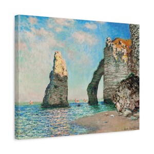 Claude Monet Masterpiece - The Cliffs at Étretat (1885) - A Timeless Impressionist Gem, Matte Canvas, Stretched, 1.25