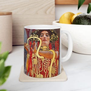 Gustav Klimt - Medicine - Detail - Bohemian Animal Art Ceramic Mug - 11oz & 15oz