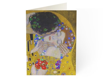 Gustav Klimt Kyssen - Romantiska konsthälsningskort | Set med 1, 10, 30 - 50 st | Perfekt för kärleksmeddelanden och speciella tillfällen