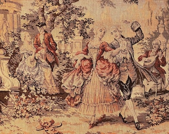 Antiker belgischer Wandteppich, Rokoko Fête Galante Scene, Jacquard gewebt