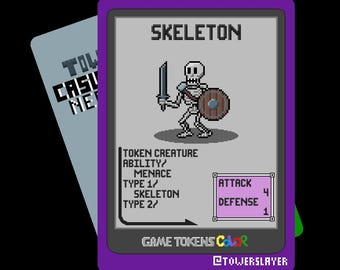 5 Skeleton Tokens - Game Tokens Color - Magic The Gathering