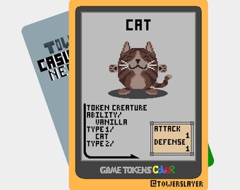 5 Cat Tokens - Game Tokens Color - Magic The Gathering