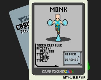 5 Monk Tokens - Game Tokens Color - Magic The Gathering