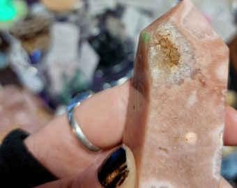 MUST SEE Beautiful Pink Flower Agate Tower