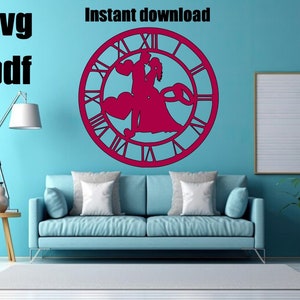 file svg taglio laser , Orologio da Parete per Sposi , Design fine e Romantico – Regalo Matrimonio o Anniversario ,download istantaneo.
