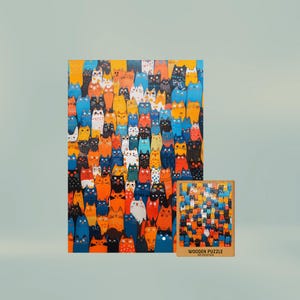 Puzzle for Adults Happy Cats 1000 pieces Kids Cat Lovers  Parade | Colorful Wooden jigsawfor | 500 1000 Pieces | Fun Gift for Kids | Kitty