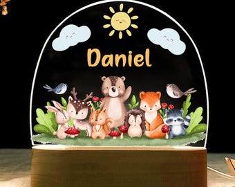 Personalized Cute night light - Lamp for kids with Name Baby Customized Decor  Custom newborn gift Gifts  Room Decor for Children animal