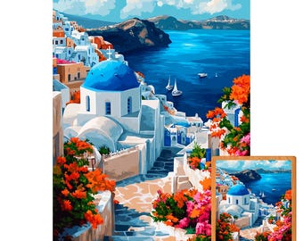 Santorini Caldera View 1000-Piece Jigsaw Puzzle - Adult Puzzle With Church Scenery & Premium Finish