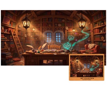 Magical Wizard Library Wooden Puzzle – Enchanted Bookshelf Room with Spells, Lanterns & Vintage Desk | Fantasy Art Jigsaw for Adults