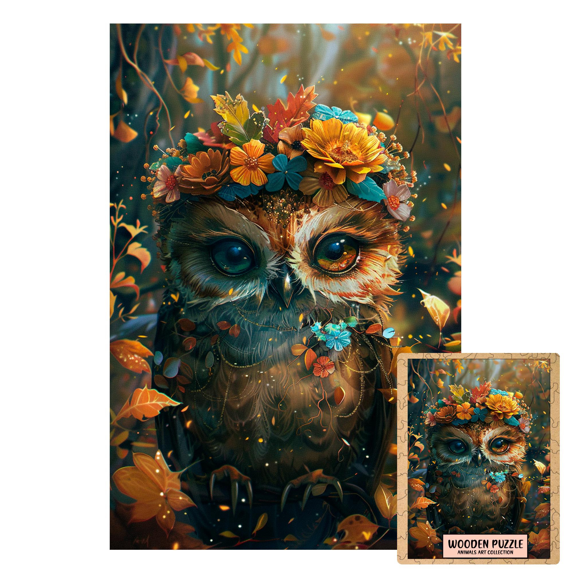 Handcrafted Cute Owl Animals Puzzle | Forest | Premium Wooden Jigsaw | Unique Gift for Kids & Ad