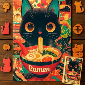 Whimsical Cat Store Puzzle | Cozy Wooden Puzzle for Cat Lovers | Handmade Jigsaw | Cute Feline Art | Limited Edition Gift