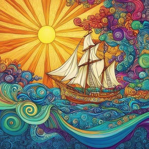 Wooden Puzzle Sailing Ship Ocean Waves Sun Nautical Jigsaw | Artistic Sea Scene Premium Wooden Box Gift for Adults & Puzzle Lovers