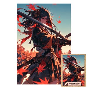 Samurai Warriors Puzzle | Fantasy Handmade Wooden Jigsaw | Magic & Japanese Art Style | Geek Gift Idea | Rare Collectible Otaku gift Anime