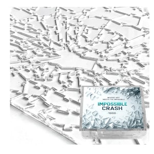 Puzzle Impossible Crash – Clear Impossible Puzzle with Acrylic Box | Extreme Jigsaw for Adults | Unique Pieces & False Edges