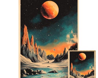 Rompecabezas de paisaje espacial surrealista / Escena de planeta cósmico / Rompecabezas de madera de la colección de arte espacial / Regalo hecho a mano / Edición limitada