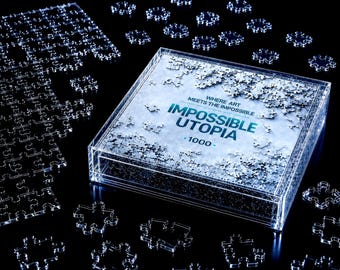 Clear Acrylic Impossible Jigsaw Puzzle, Extreme Adult Challenge, Minimalist Design Gift