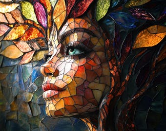 Woman with Leaves Wooden Jigsaw Puzzle – Colorful Art Collection