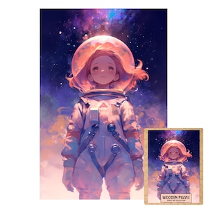 Space Girl Astronaut Puzzle | Whimsical Cosmic Wooden Jigsaw for Dreamers & Kids | Handmade Puzzle Gift | Limited Edition Art